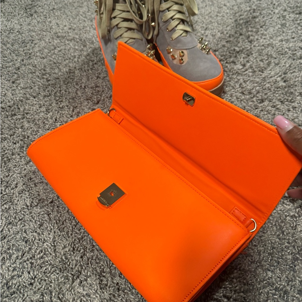Cape Robbin Orange and Gray Studded Combat Boots - Picture 8 of 10